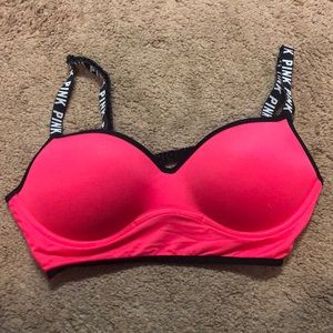 Pink push up sports bra